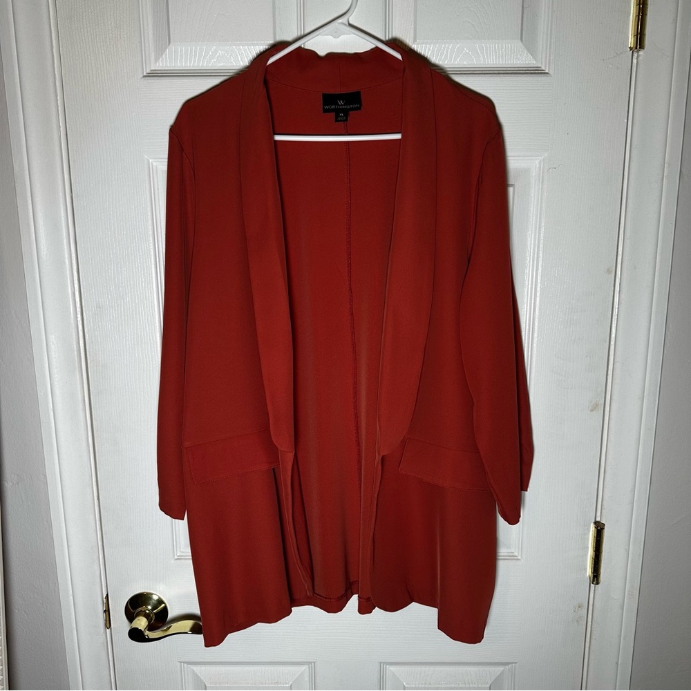 Worthington Women's Rust Open Front Cardigan